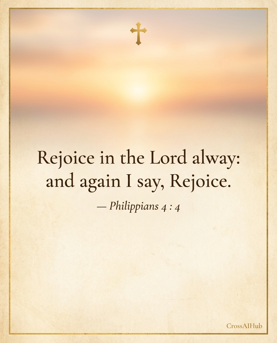 Rejoice in the Lord alway: and again I say, Rejoice. — Philippians 4:4 (King James Bible)